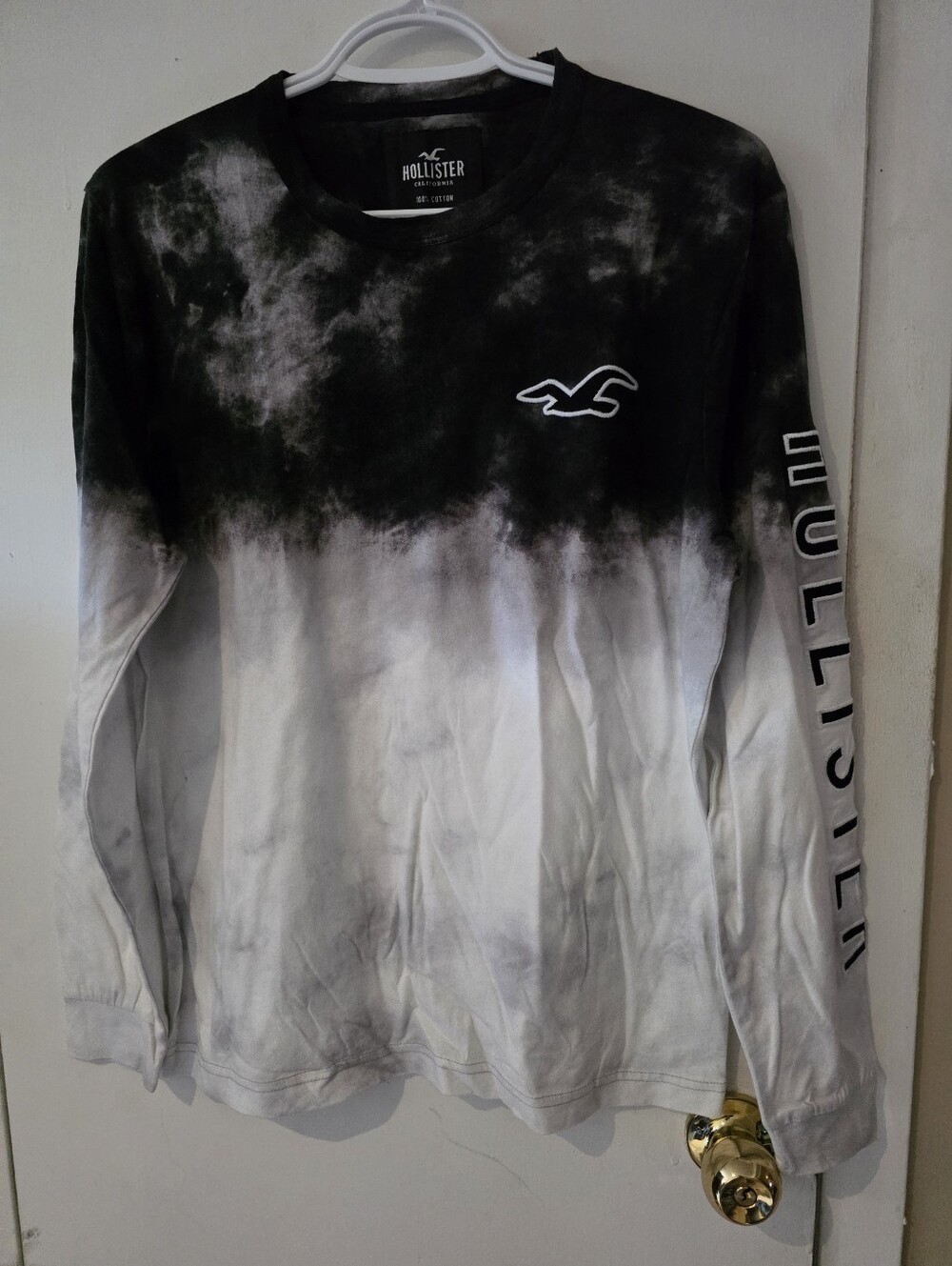 Hollister Youth Black & White Tie-Dye Long Sleeve Shirt